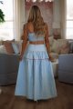 Marina Muse Crop Top and Maxi Skirt Set - Light Blue and Red